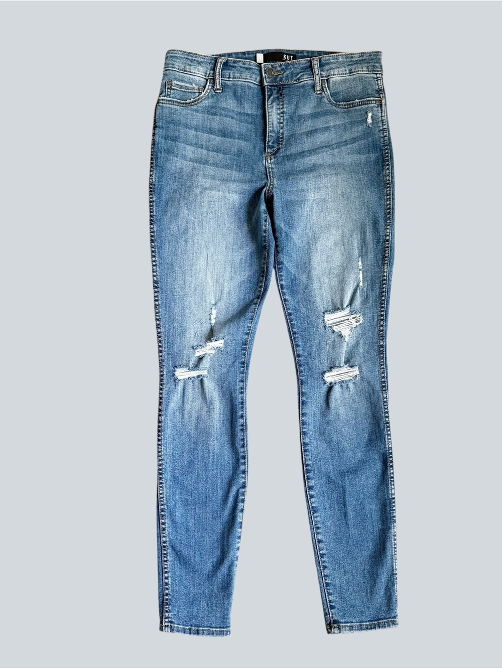Kut From The Kloth Mia High Rise Fab Ab Toothpick Distressed Skinny Jeans Size 8 - Picture 2 of 8